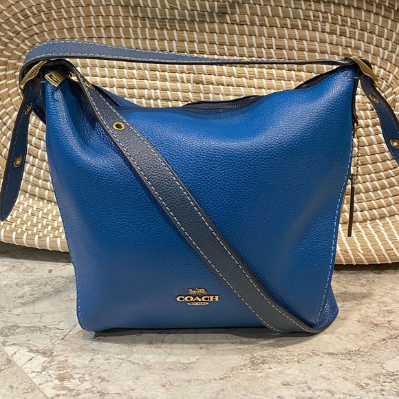 Coach Blue Dufflette Leather Crossbody Bag - Picture 1 of 14